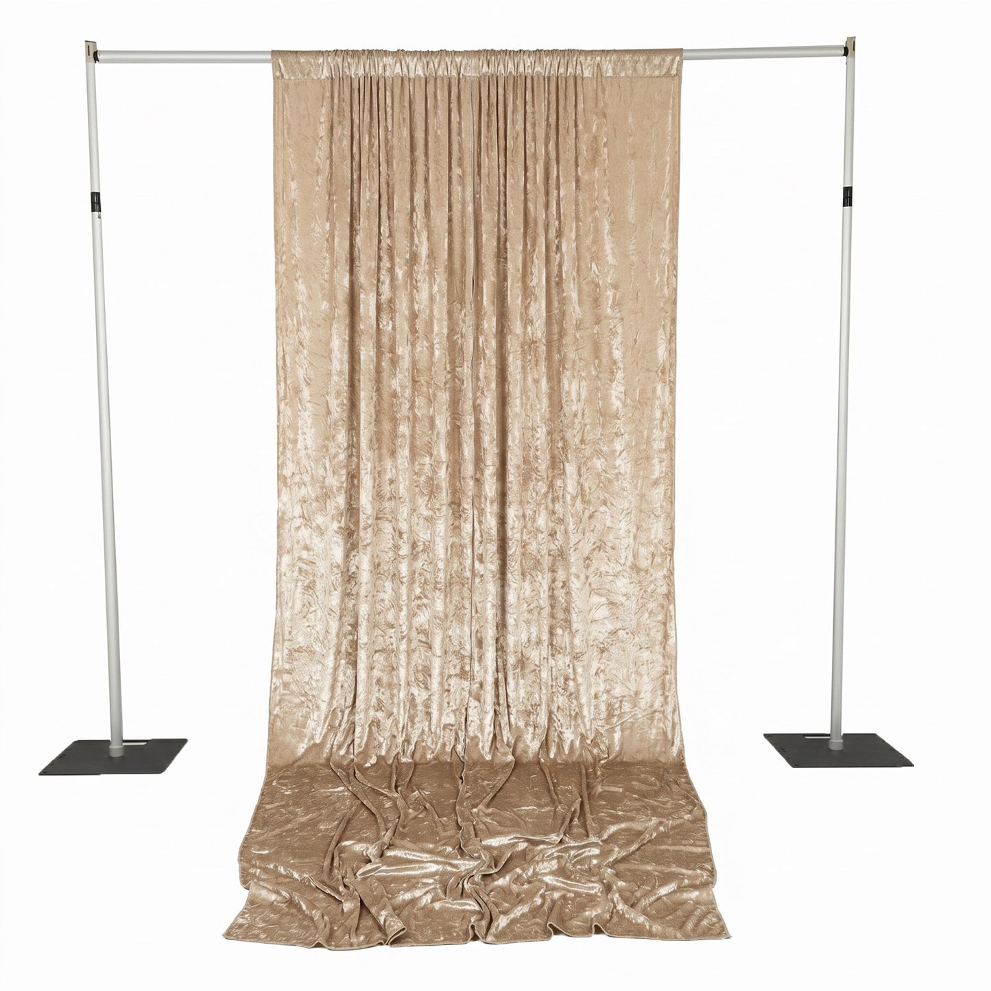 Beige Crushed Velvet Backdrop Curtain – 5ft x 14ft Event Drape with Rod Pocket, Privacy Panel for Ph