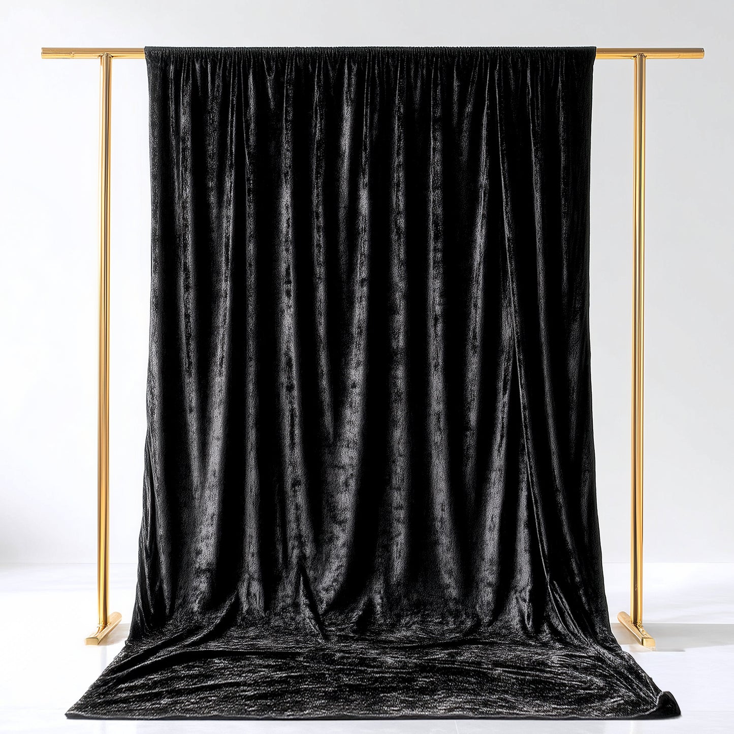 Black Crushed Velvet Backdrop Curtain – 5ft x 14ft Event Drape with Rod Pocket, Privacy Panel for Photo Booths & Events