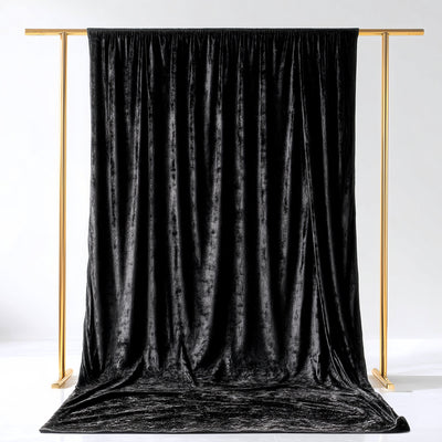 Crushed Black Velvet Backdrop Curtain 5ft x 14ft 