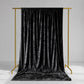 Black crushed velvet backdrop curtain for events and photo booths.