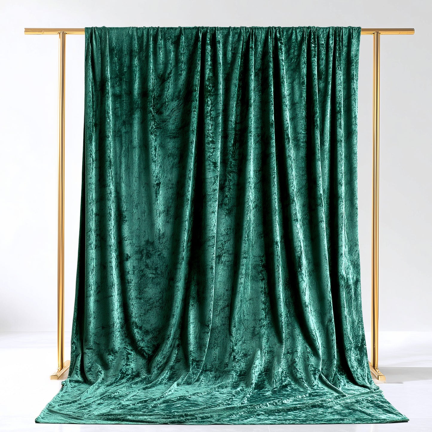 Hunter Emerald Green Crushed Velvet Backdrop Curtain – 5ft x 14ft Event Drape with Rod Pocket, Privacy Panel for Photo Booths & Events
