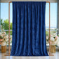 Navy Blue Crushed Velvet Backdrop Curtain – 5ft x 14ft Event Drape with Rod Pocket, Privacy Panel fo