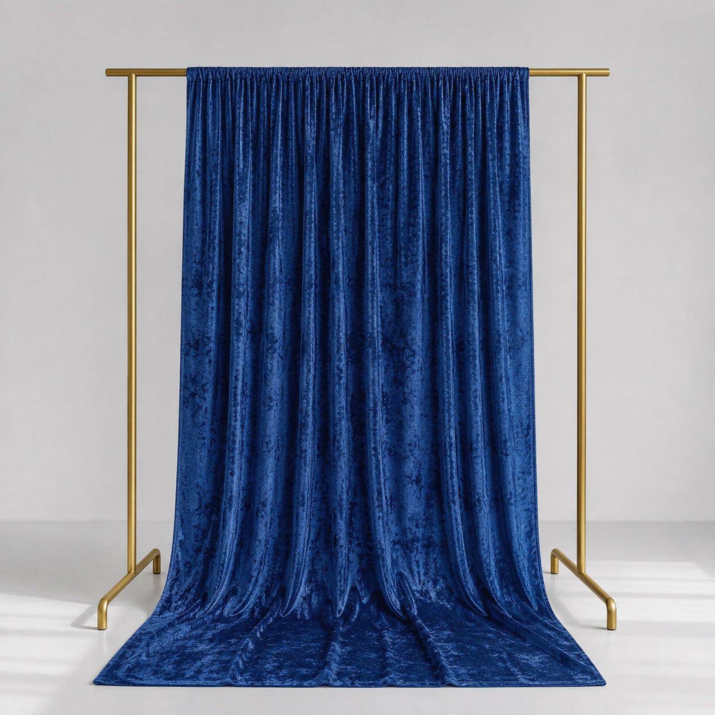 Navy Blue Crushed Velvet Backdrop Curtain – 5ft x 14ft Event Drape with Rod Pocket, Privacy Panel fo