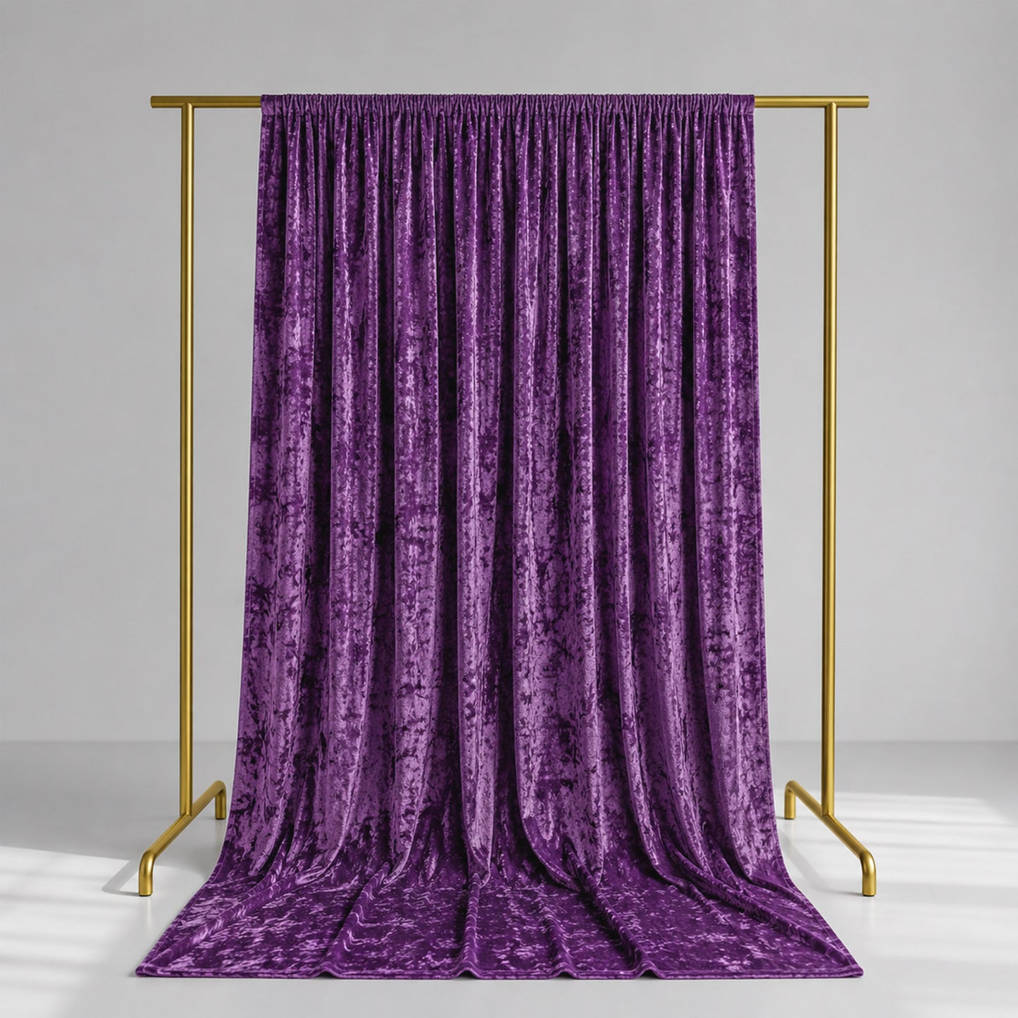 Purple Crushed Velvet Backdrop Curtain – 5ft x 14ft Event Drape with Rod Pocket, Privacy Panel for P