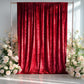 Red Crushed Velvet Backdrop Curtain – 5ft x 14ft Event Drape with Rod Pocket, Privacy Panel for Photo Booths & Events