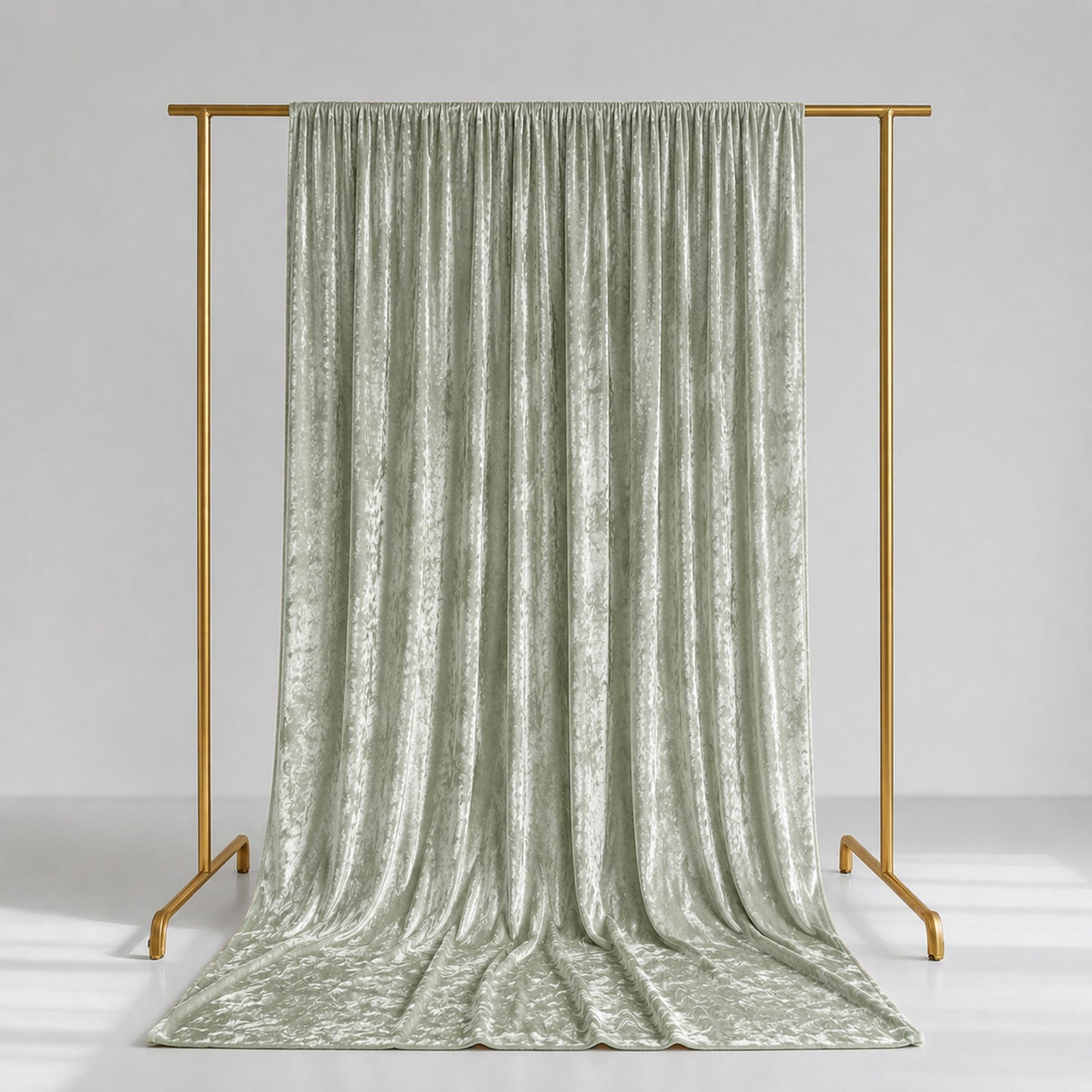 Sage Green Crushed Velvet Backdrop Curtain – 5ft x 14ft Event Drape with Rod Pocket, Privacy Panel f