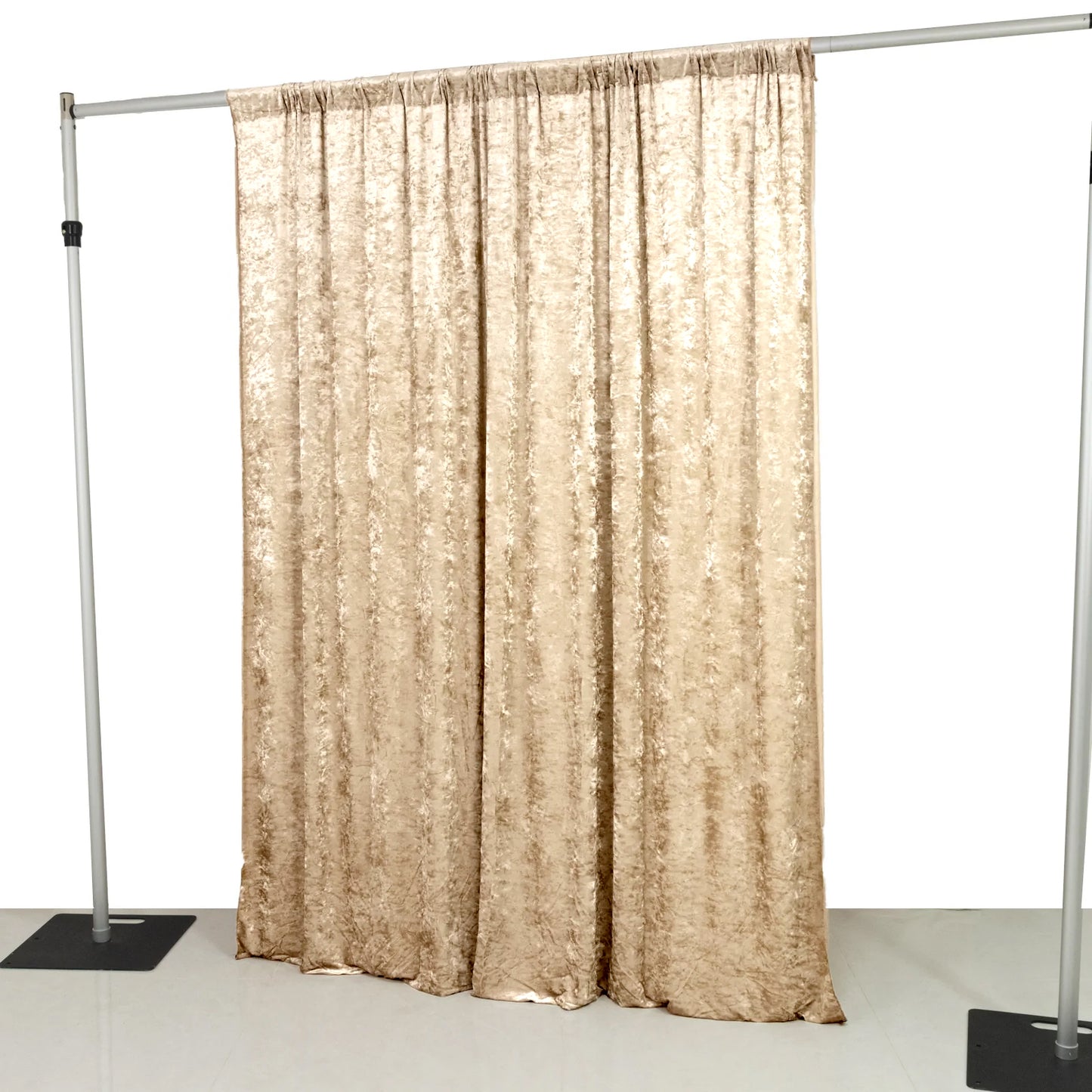 Beige Crushed Velvet Backdrop Curtain – 8ft x 8ft Event Drape with Rod Pocket, Privacy Panel for Photo Booths & Events