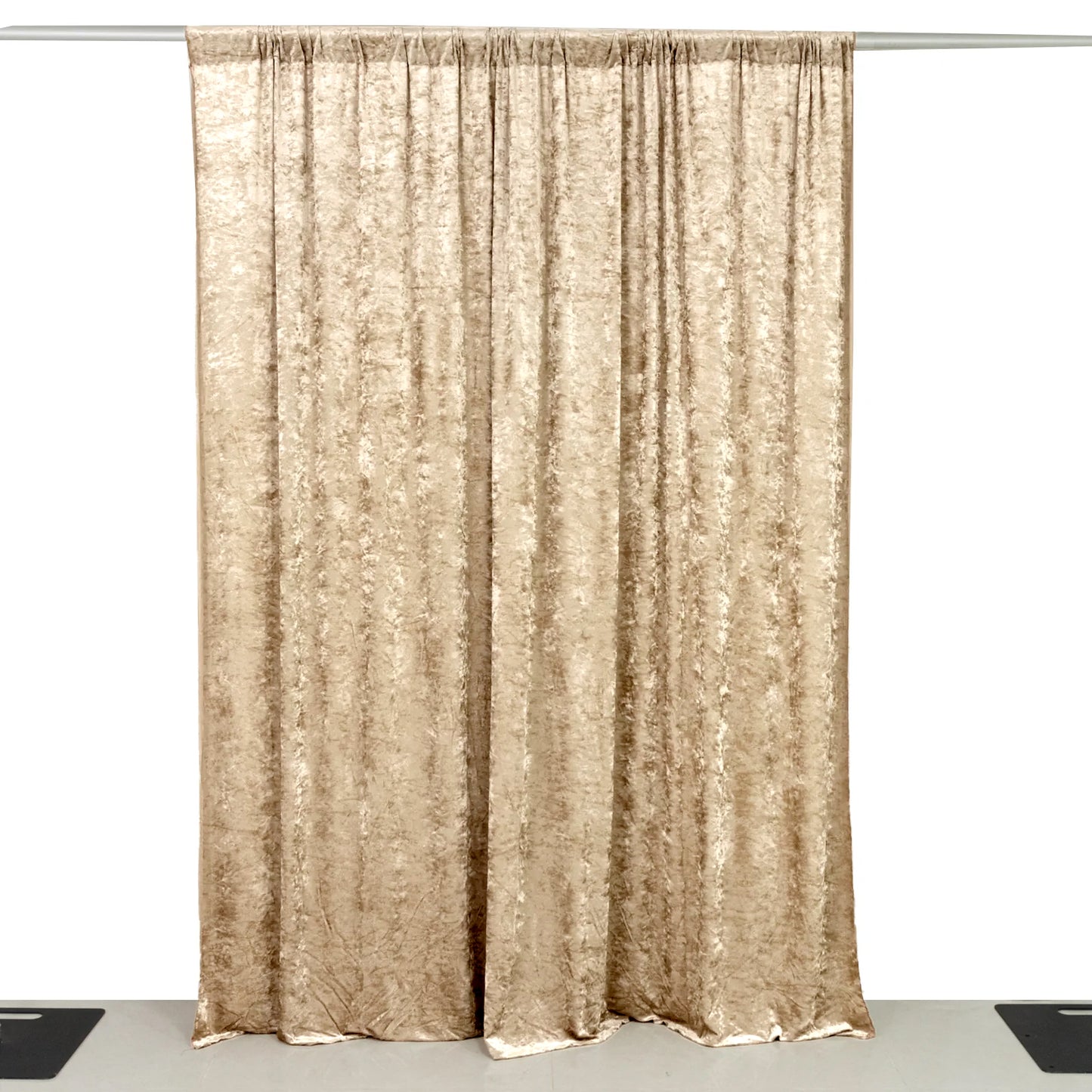Beige Crushed Velvet Backdrop Curtain – 8ft x 8ft Event Drape with Rod Pocket, Privacy Panel for Photo Booths & Events