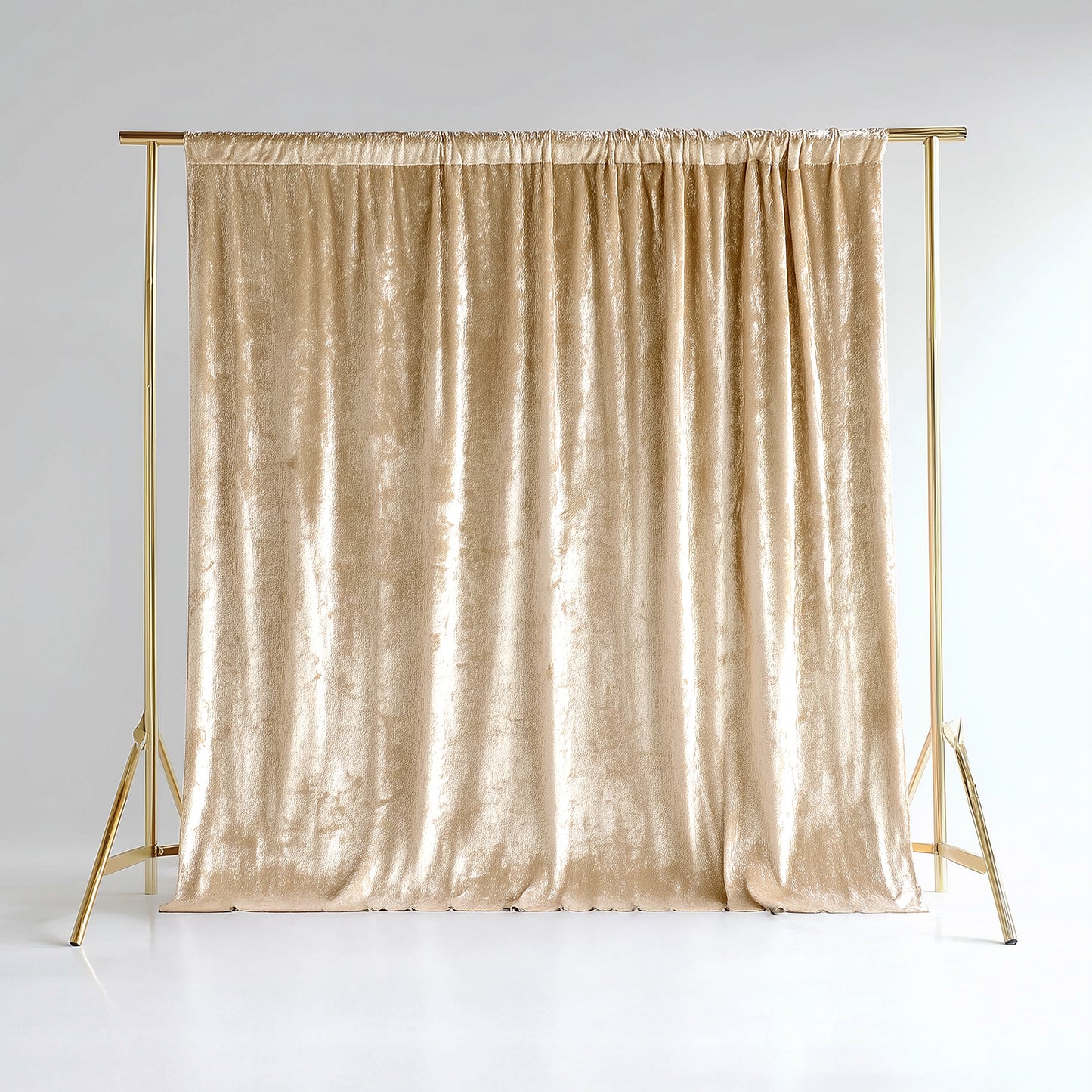 Beige Crushed Velvet Backdrop Curtain – 8ft x 8ft Event Drape with Rod Pocket, Privacy Panel for Photo Booths & Events
