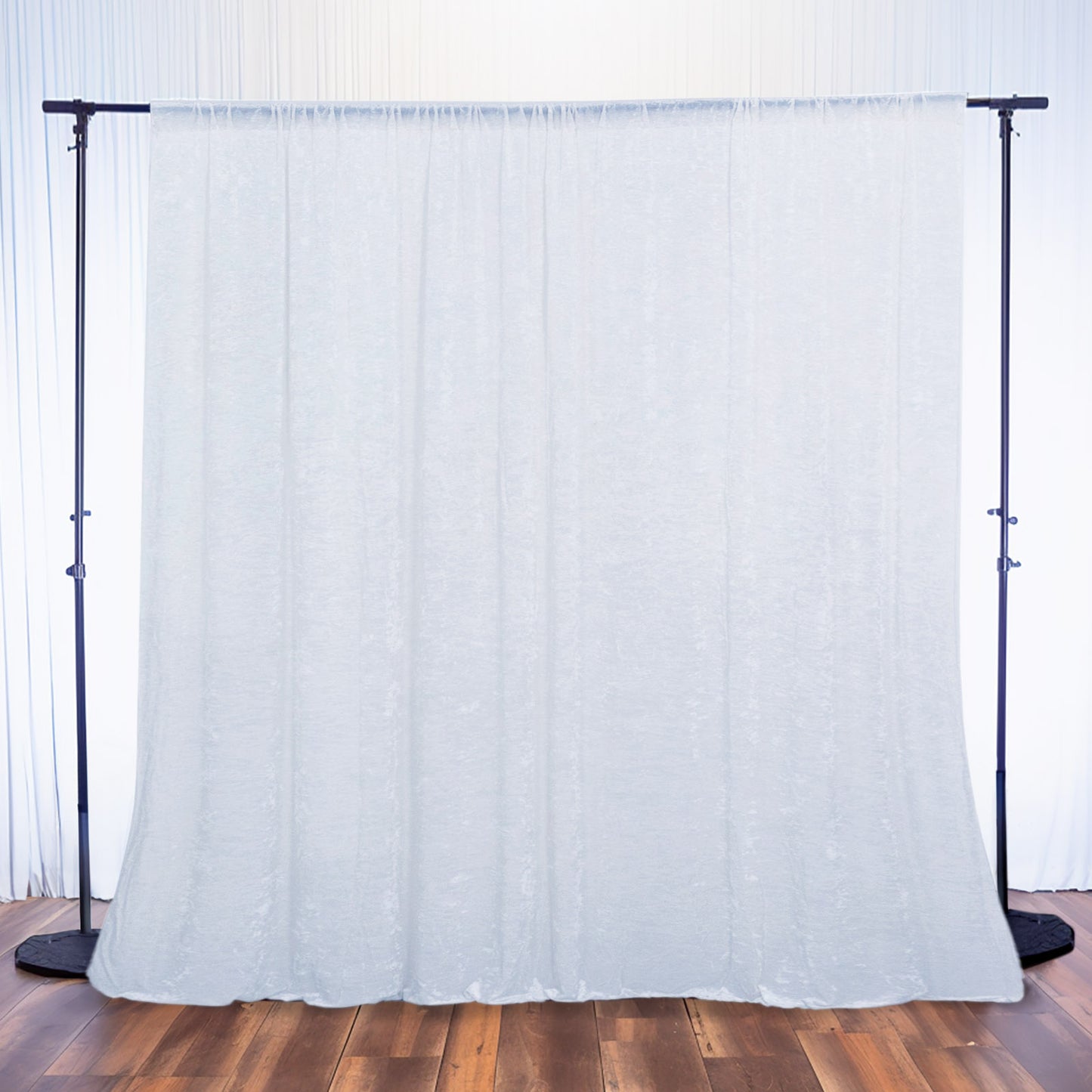 White Crushed Velvet Backdrop Curtain – 8ft x 8ft Event Drape with Rod Pocket, Privacy Panel for Photo Booths & Events