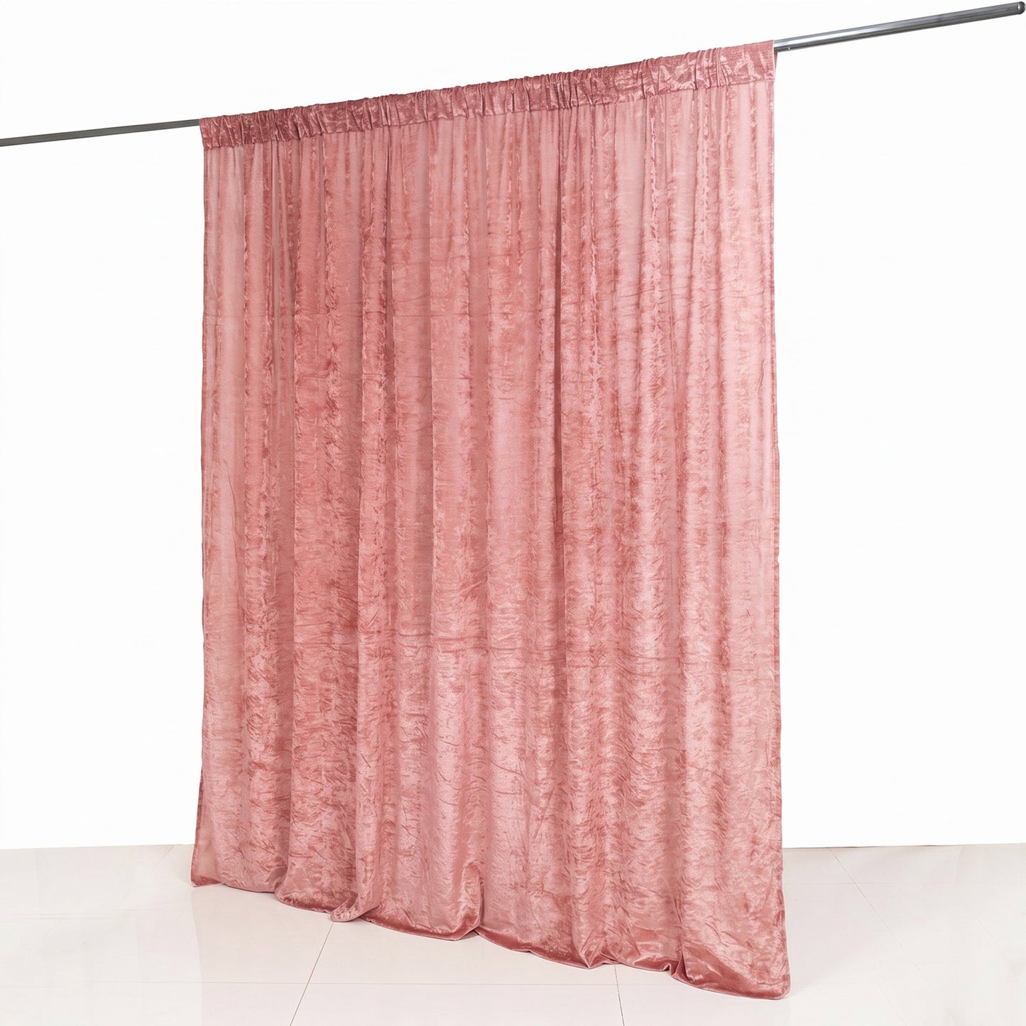 Dusty Rose Crushed Velvet Backdrop Curtain – 8ft x 8ft Event Drape with Rod Pocket, Privacy Panel fo