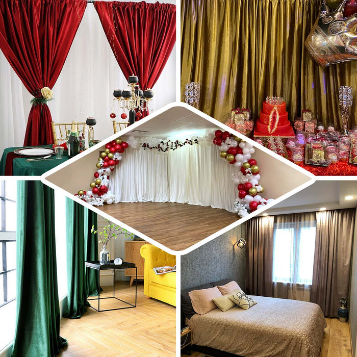 8ftx8ft Hunter Emerald Green Premium Smooth Velvet Event Curtain Drapes, Privacy Backdrop Event Panel with Rod Pocket