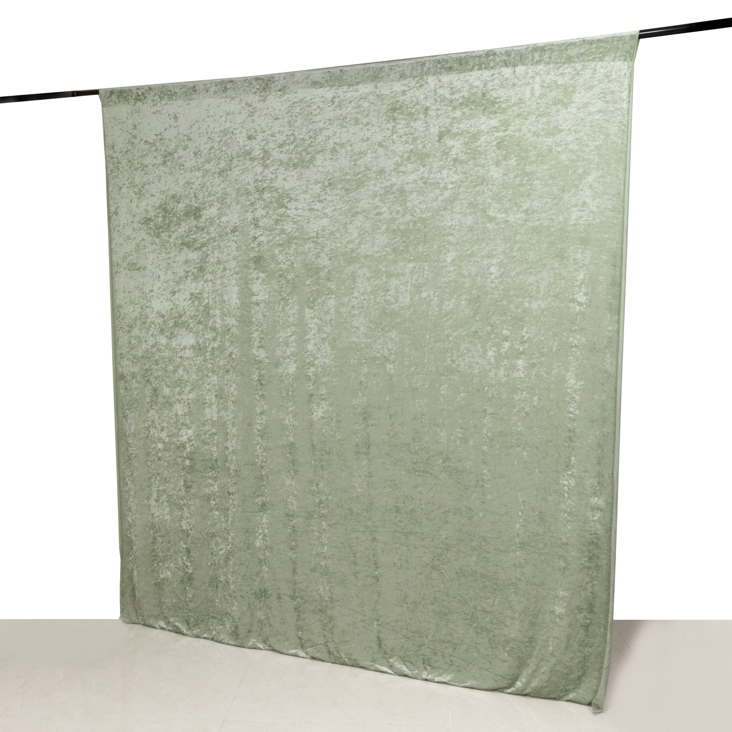 Sage Green Crushed Velvet Backdrop Curtain – 8ft x 8ft Event Drape with Rod Pocket, Privacy Panel for Photo Booths & Events