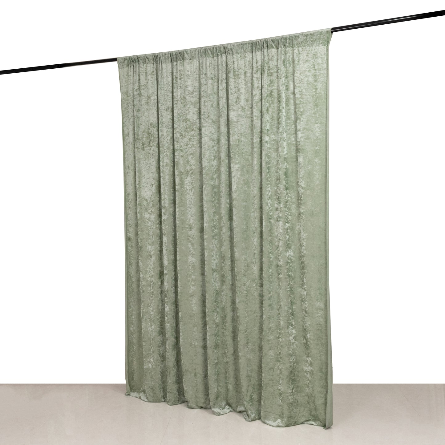 Sage Green Crushed Velvet Backdrop Curtain – 8ft x 8ft Event Drape with Rod Pocket, Privacy Panel for Photo Booths & Events