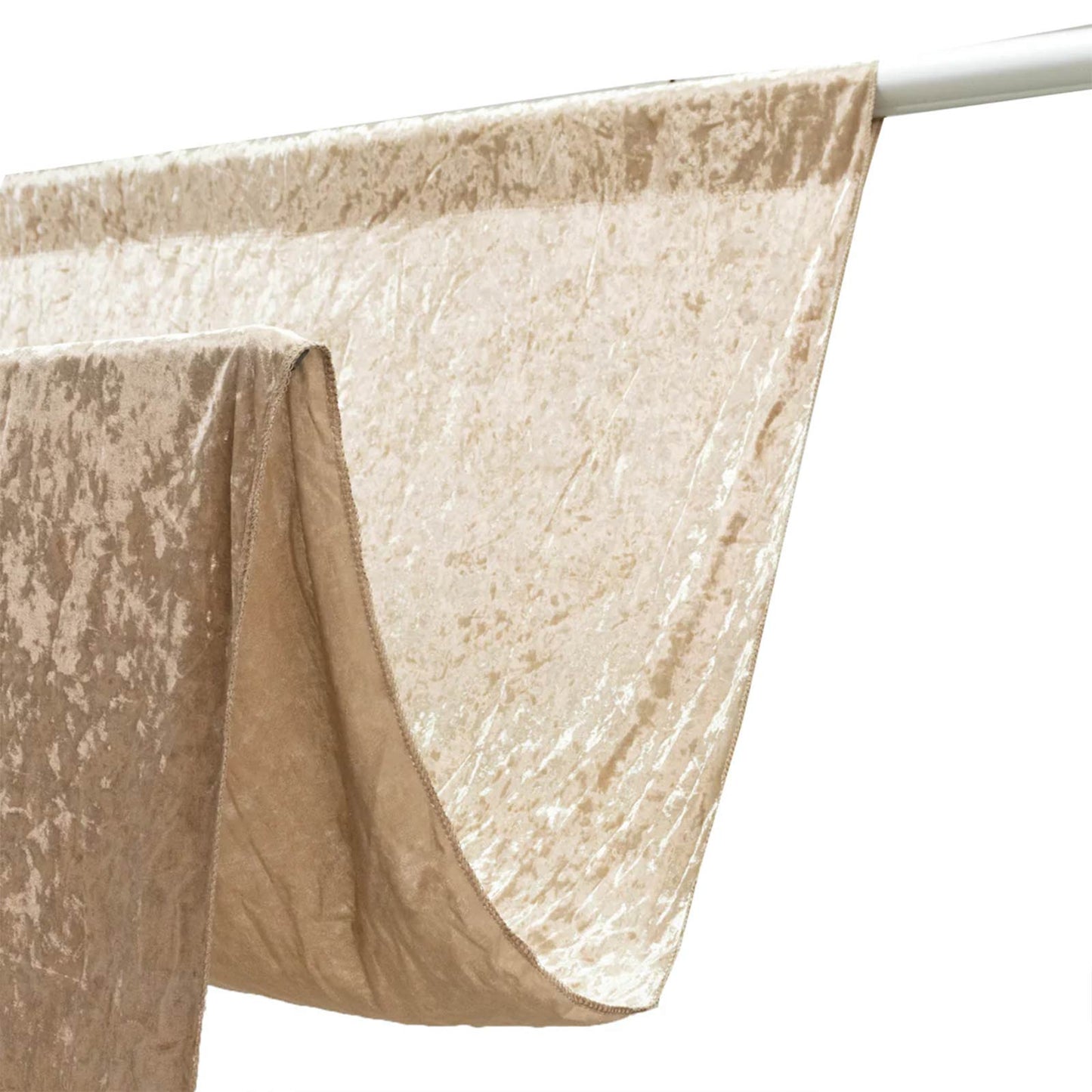 10ft x 10ft Premium Crushed Velvet Backdrop Curtain Beige – Photo Booth Backdrop & Event Drape Panel