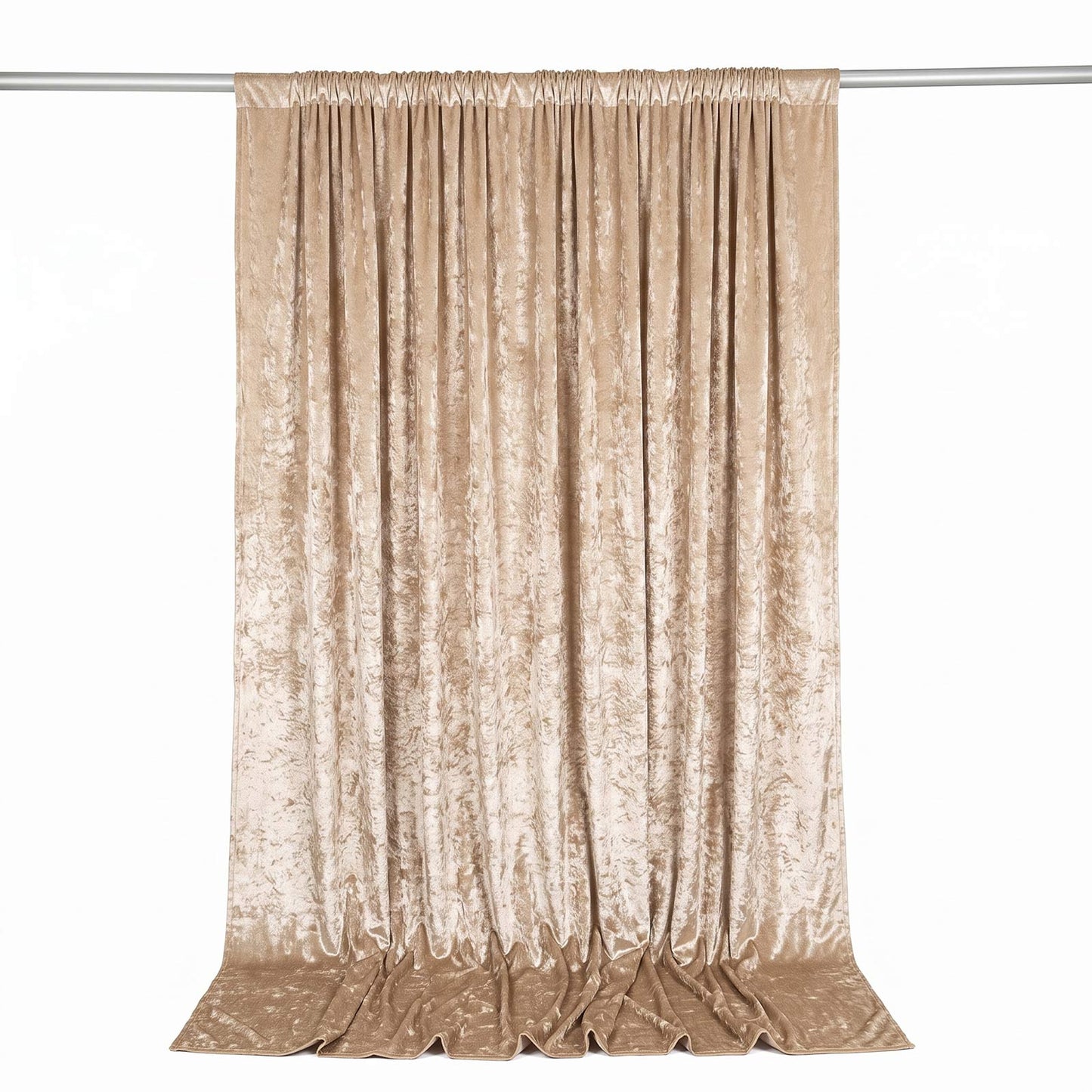 10ft x 10ft Premium Crushed Velvet Backdrop Curtain Beige – Photo Booth Backdrop & Event Drape Panel