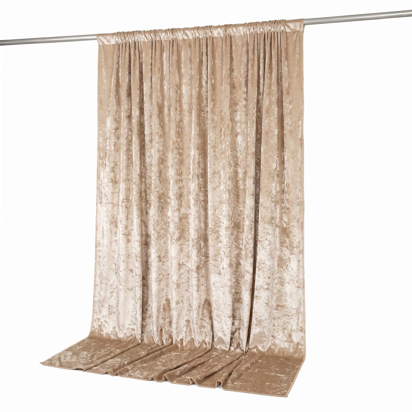 10ft x 10ft Premium Crushed Velvet Backdrop Curtain Beige – Photo Booth Backdrop & Event Drape Panel