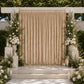 10ft x 10ft Premium Crushed Velvet Backdrop Curtain Beige – Photo Booth Backdrop & Event Drape Panel