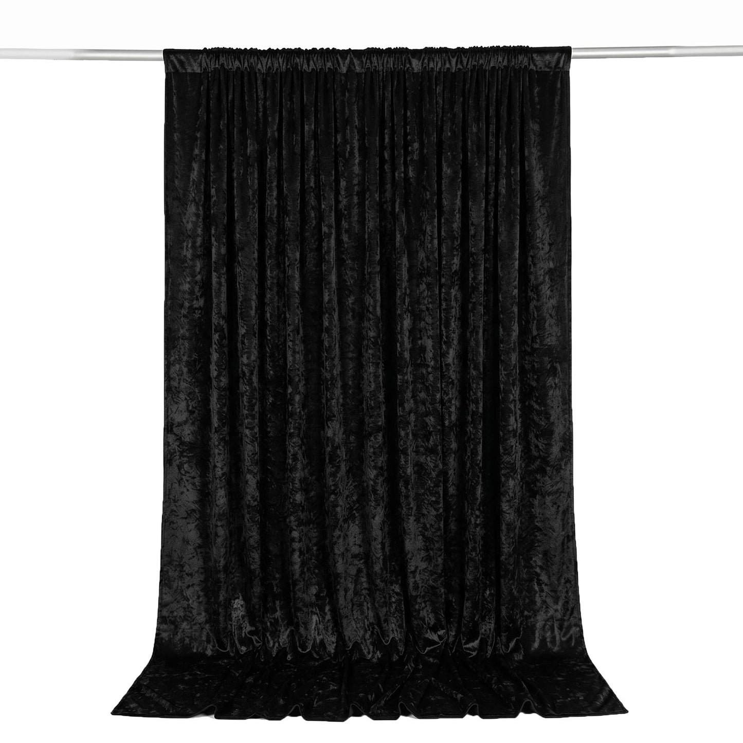 10ft x 10ft Premium Crushed Velvet Backdrop Curtain Black – Photo Booth Backdrop & Event Drape Panel