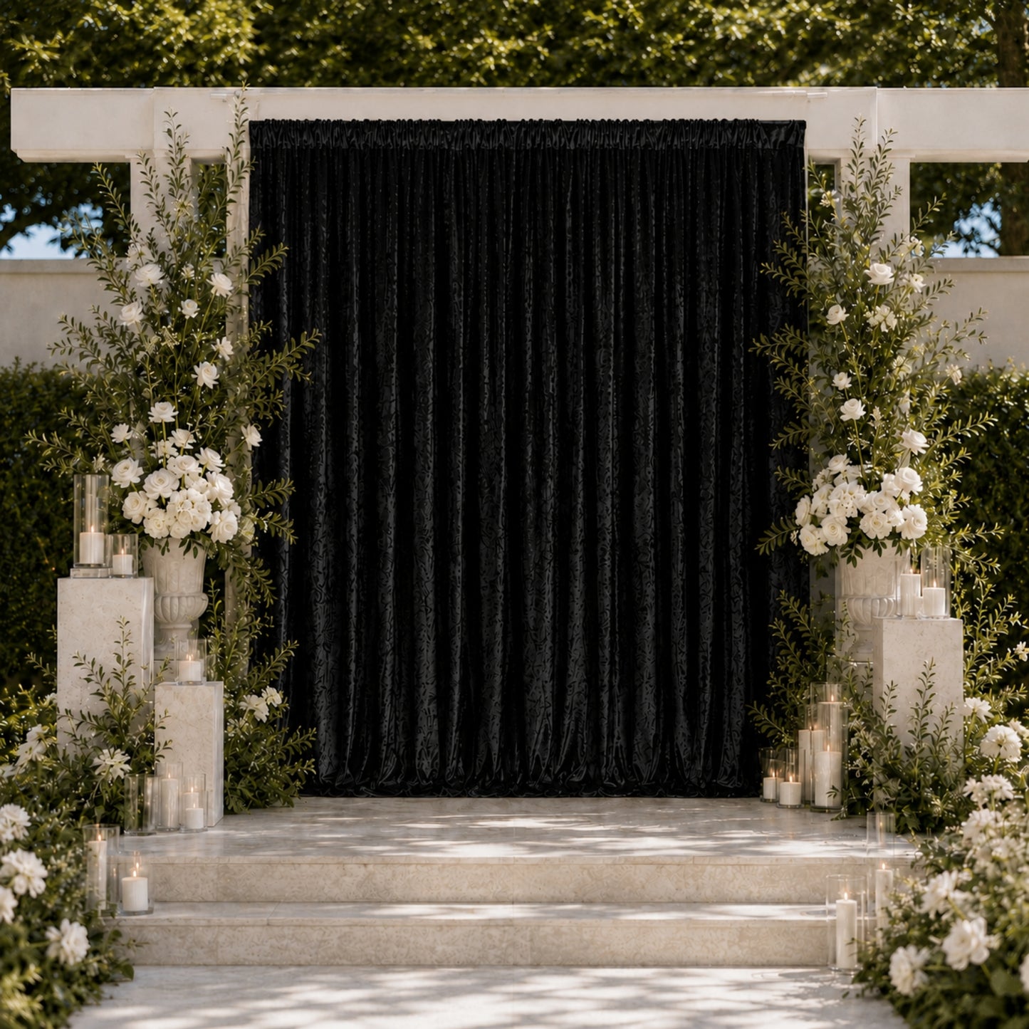 10ft x 10ft Premium Crushed Velvet Backdrop Curtain Black – Photo Booth Backdrop & Event Drape Panel