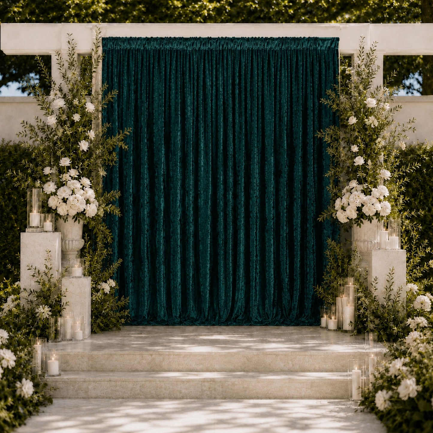 10ft x 10ft Premium Crushed Velvet Backdrop Curtain Hunter Emerald Green – Photo Booth Backdrop & Ev