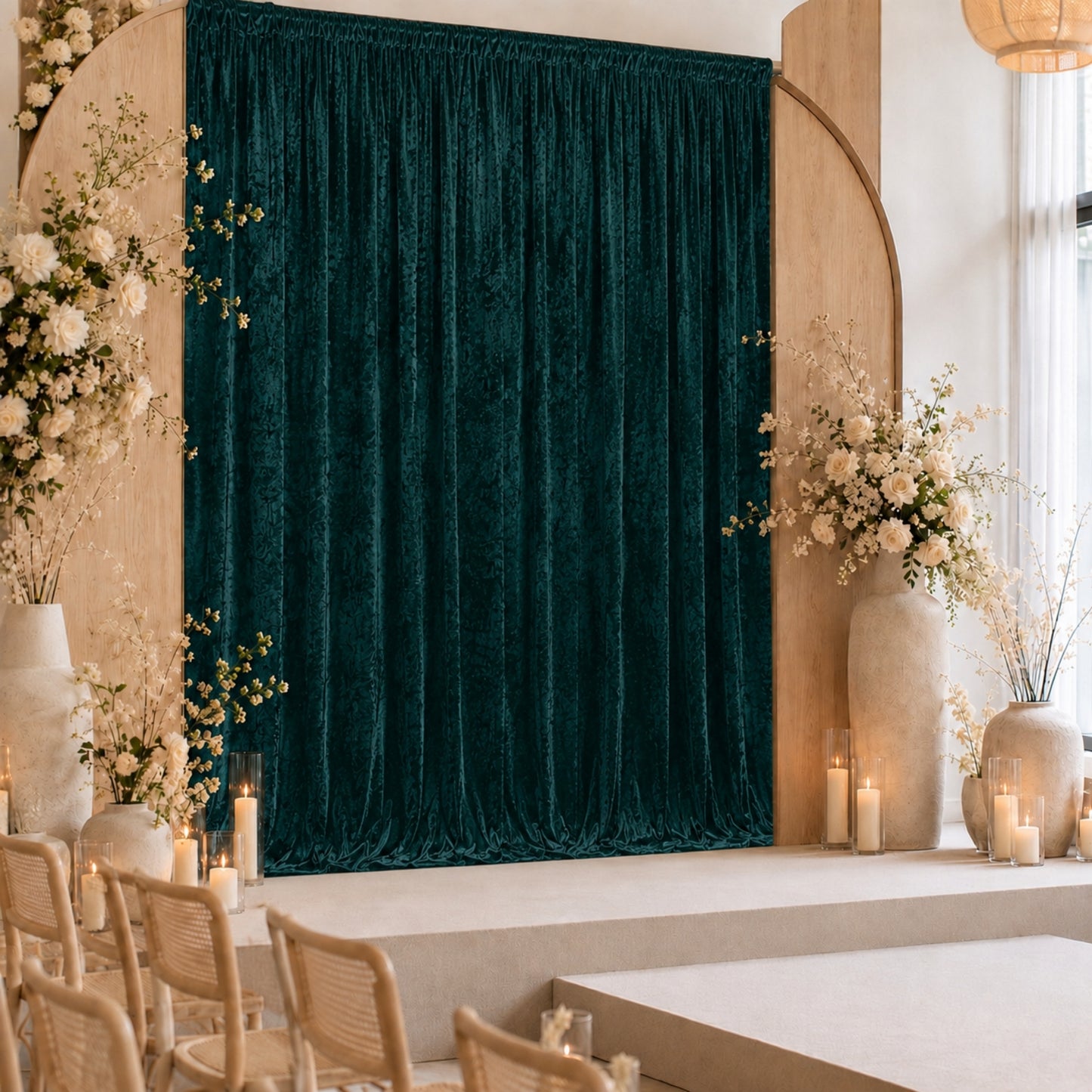 10ft x 10ft Premium Crushed Velvet Backdrop Curtain Hunter Emerald Green – Photo Booth Backdrop & Ev
