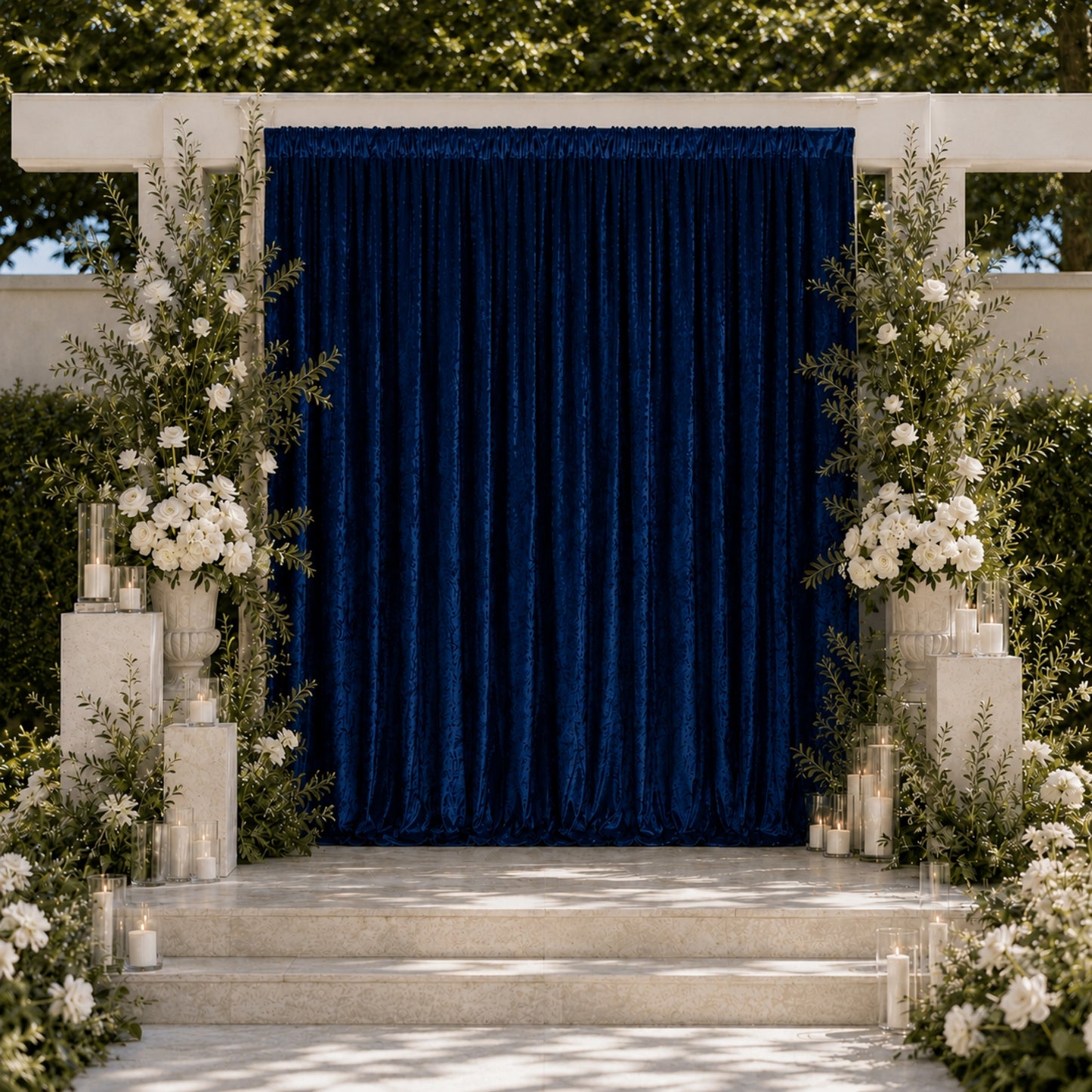 10ft x 10ft Premium Crushed Velvet Backdrop Curtain Navy Blue – Photo Booth Backdrop & Event Drape P