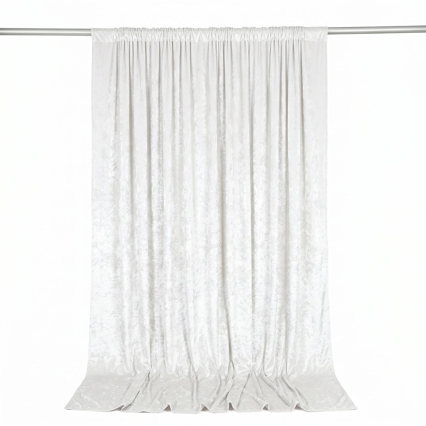 10ft x 10ft Premium Crushed Velvet Backdrop Curtain White – Photo Booth Backdrop & Event Drape Panel