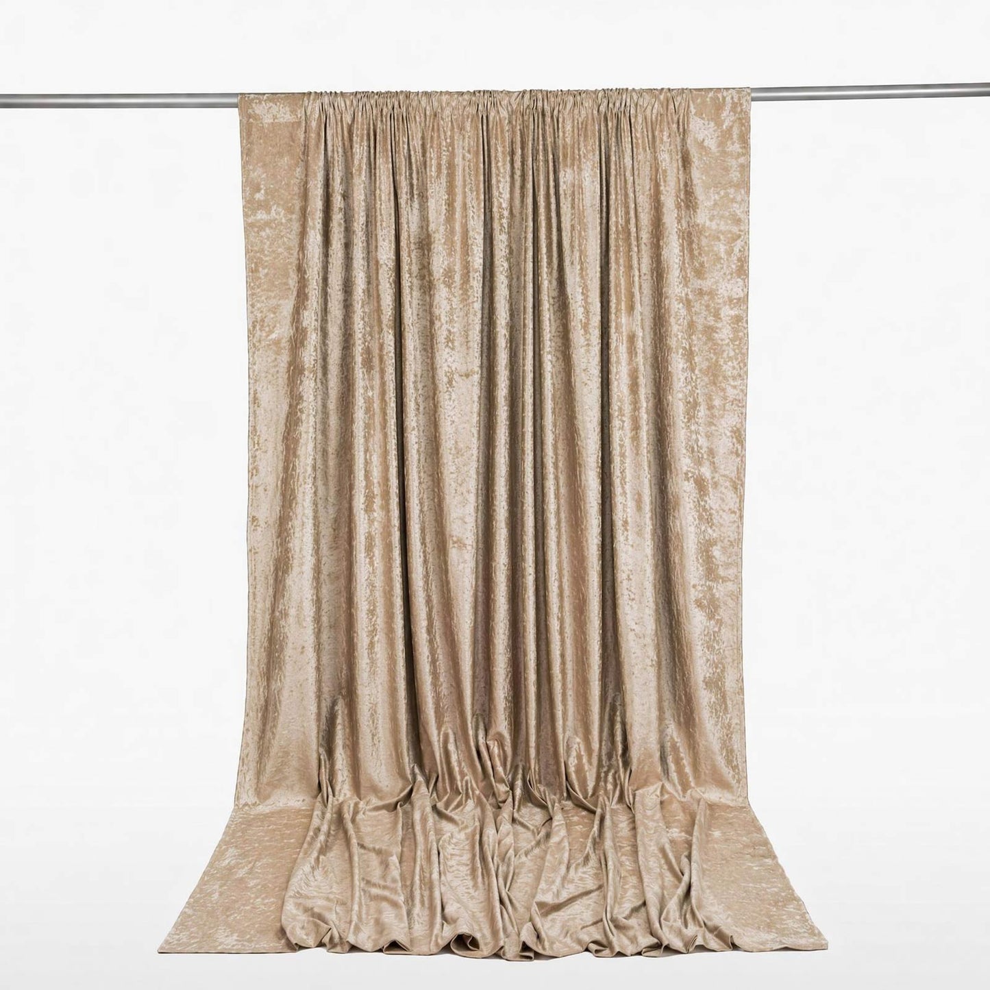 10ft x 12ft Premium Crushed Velvet Backdrop Curtain Beige – Wedding Backdrop Panel & Event Drapery w