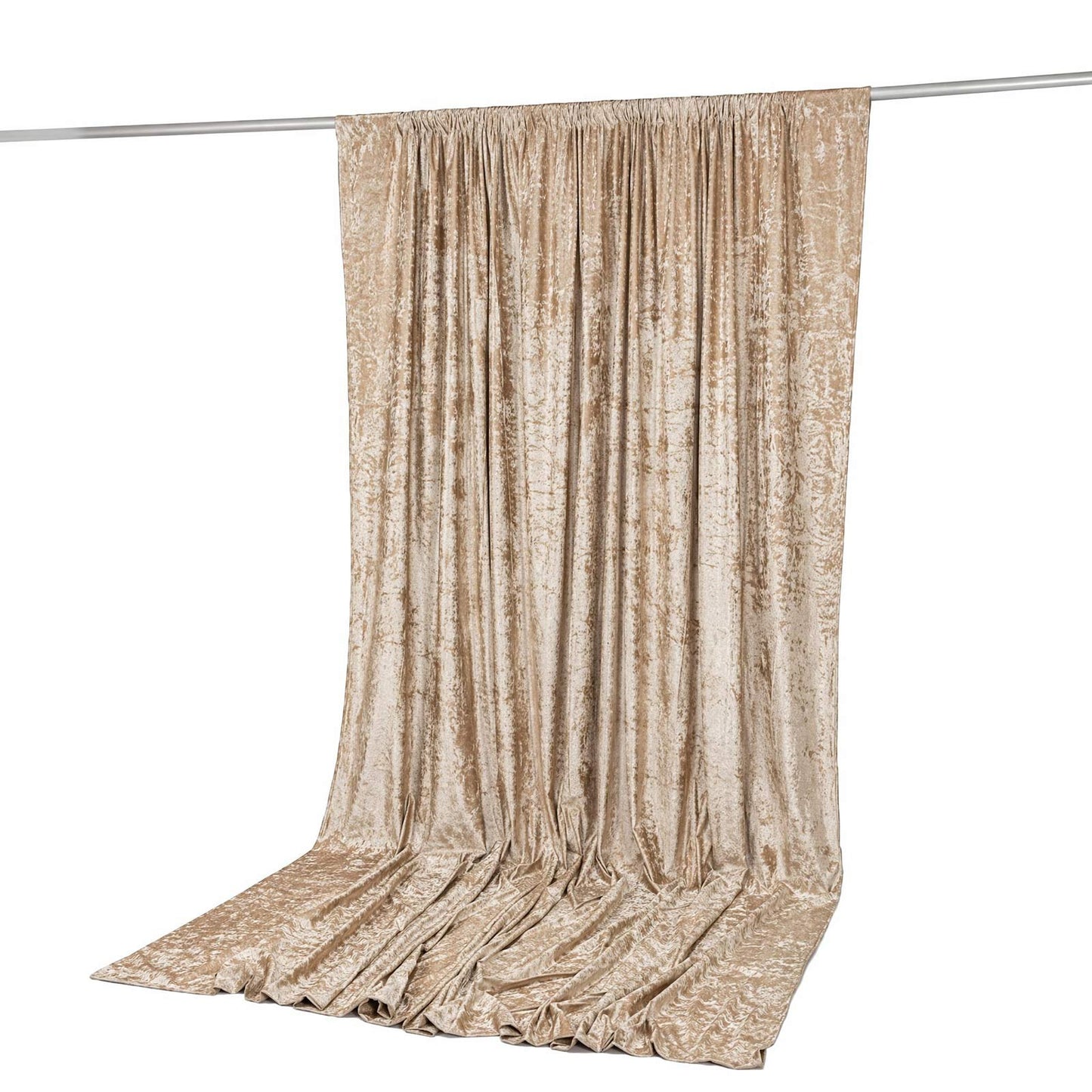 10ft x 12ft Premium Crushed Velvet Backdrop Curtain Beige – Wedding Backdrop Panel & Event Drapery w