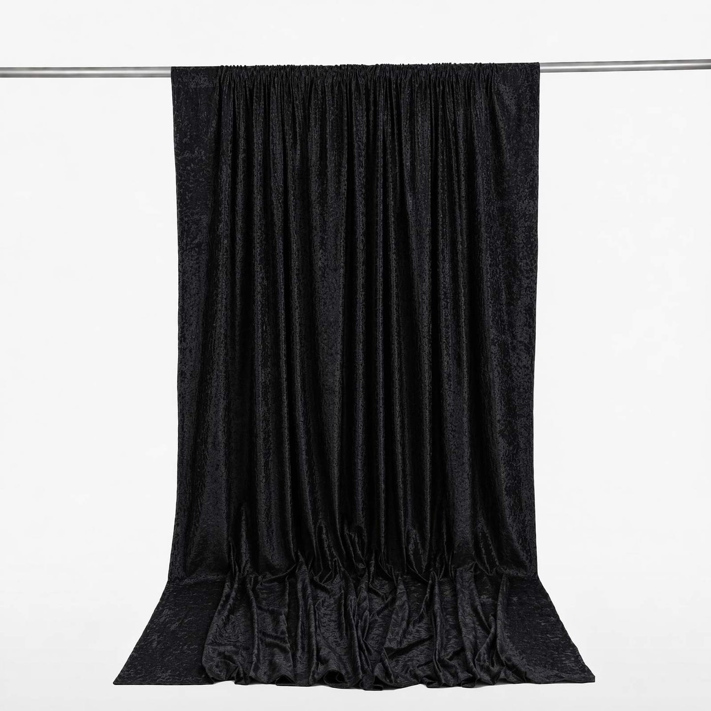 10ft x 12ft Premium Crushed Velvet Backdrop Curtain Black – Wedding Backdrop Panel & Event Drapery w