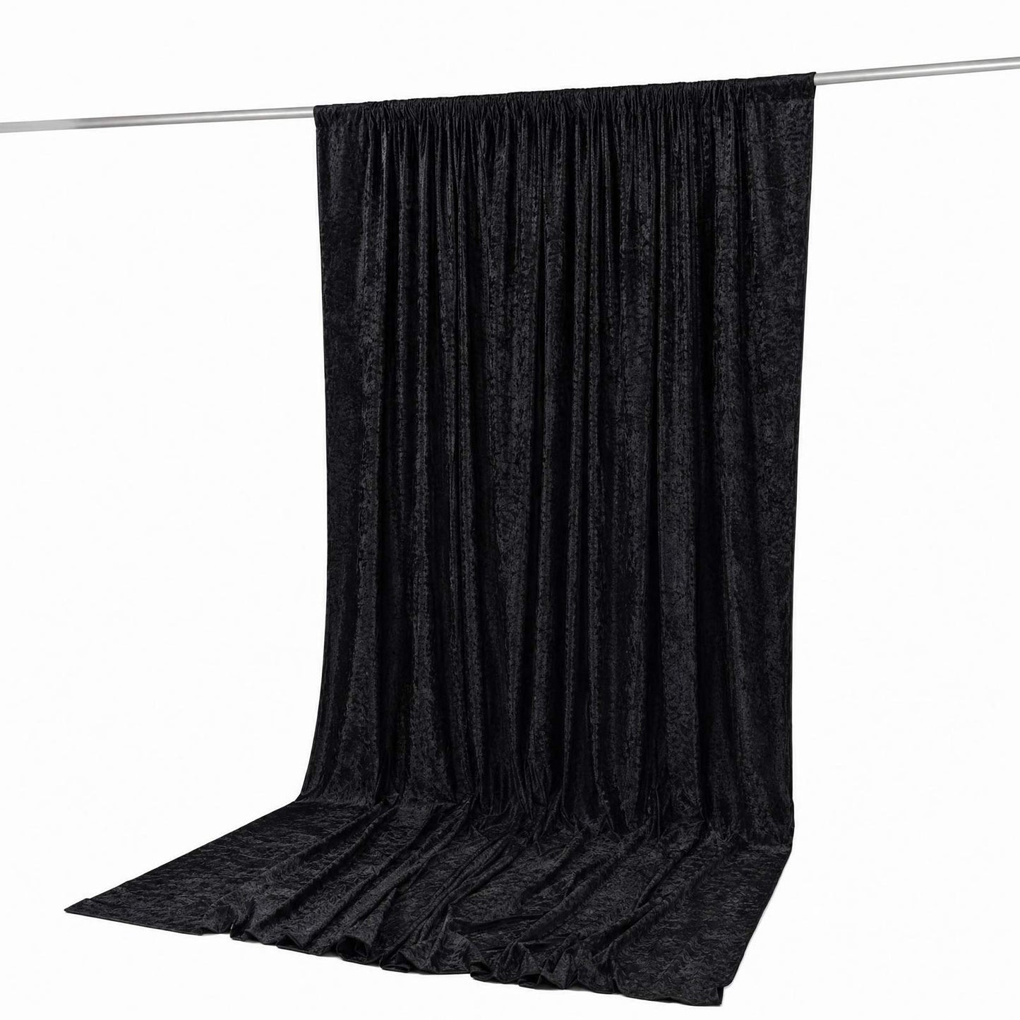 10ft x 12ft Premium Crushed Velvet Backdrop Curtain Black – Wedding Backdrop Panel & Event Drapery w