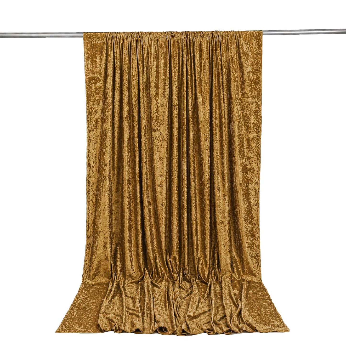 10ft x 12ft Premium Crushed Velvet Backdrop Curtain Gold – Wedding Backdrop Panel & Event Drapery wi