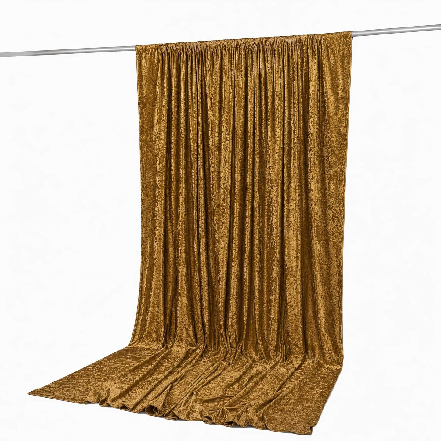 10ft x 12ft Premium Crushed Velvet Backdrop Curtain Gold – Wedding Backdrop Panel & Event Drapery wi
