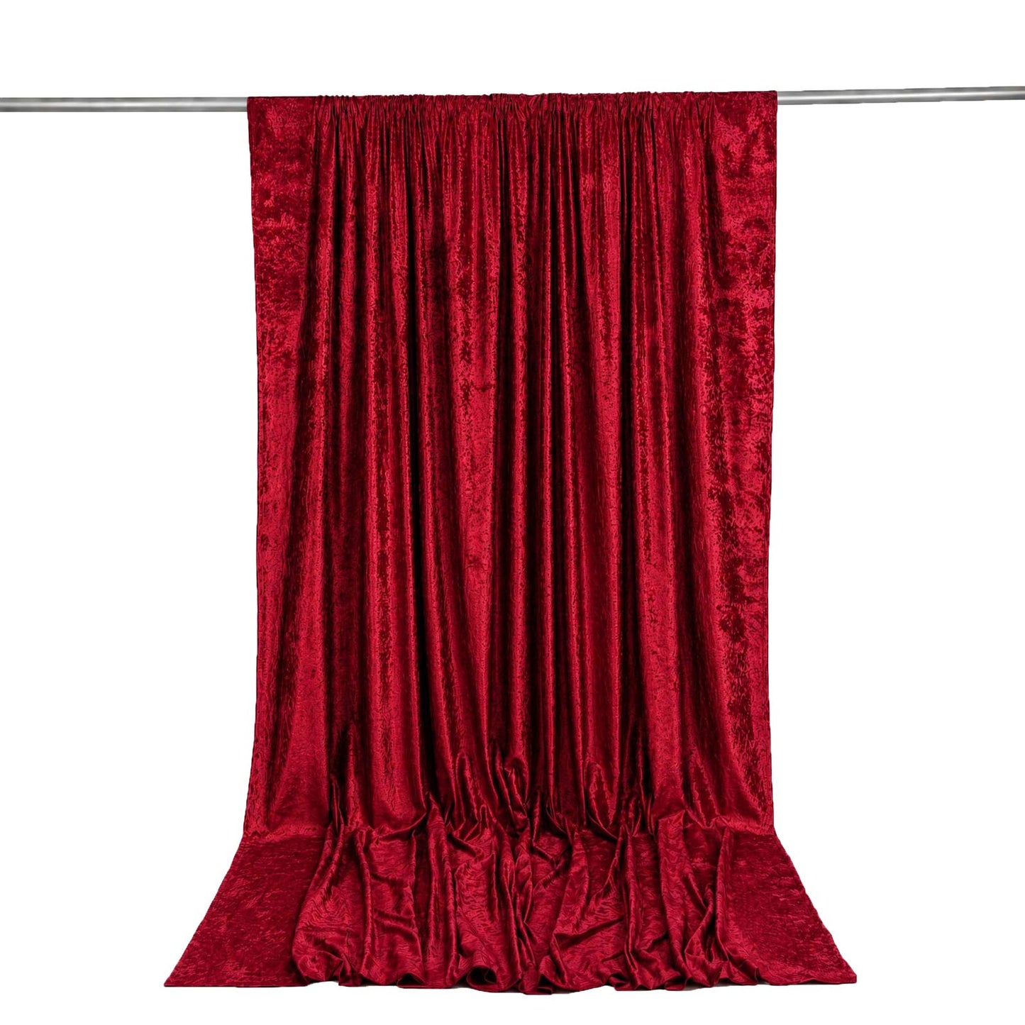 10ft x 12ft Premium Crushed Velvet Backdrop Curtain Red – Wedding Backdrop Panel & Event Drapery wit