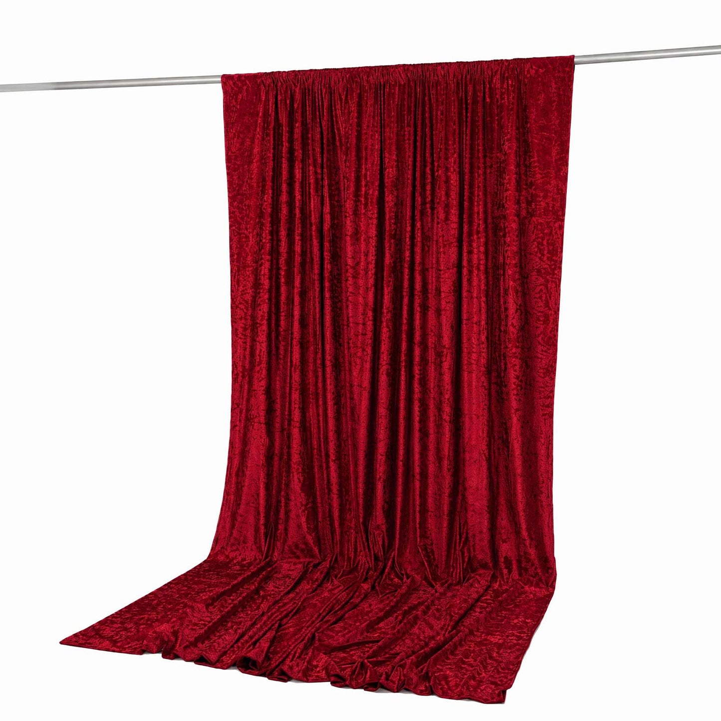 10ft x 12ft Premium Crushed Velvet Backdrop Curtain Red – Wedding Backdrop Panel & Event Drapery wit