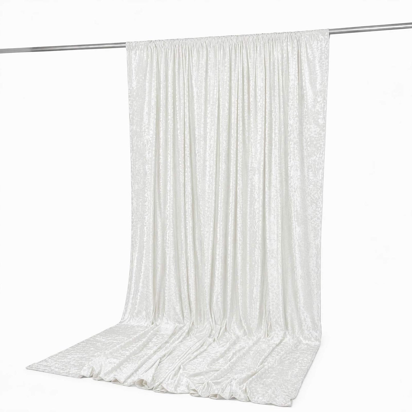 10ft x 12ft Premium Crushed Velvet Backdrop Curtain White – Wedding Backdrop Panel & Event Drapery w