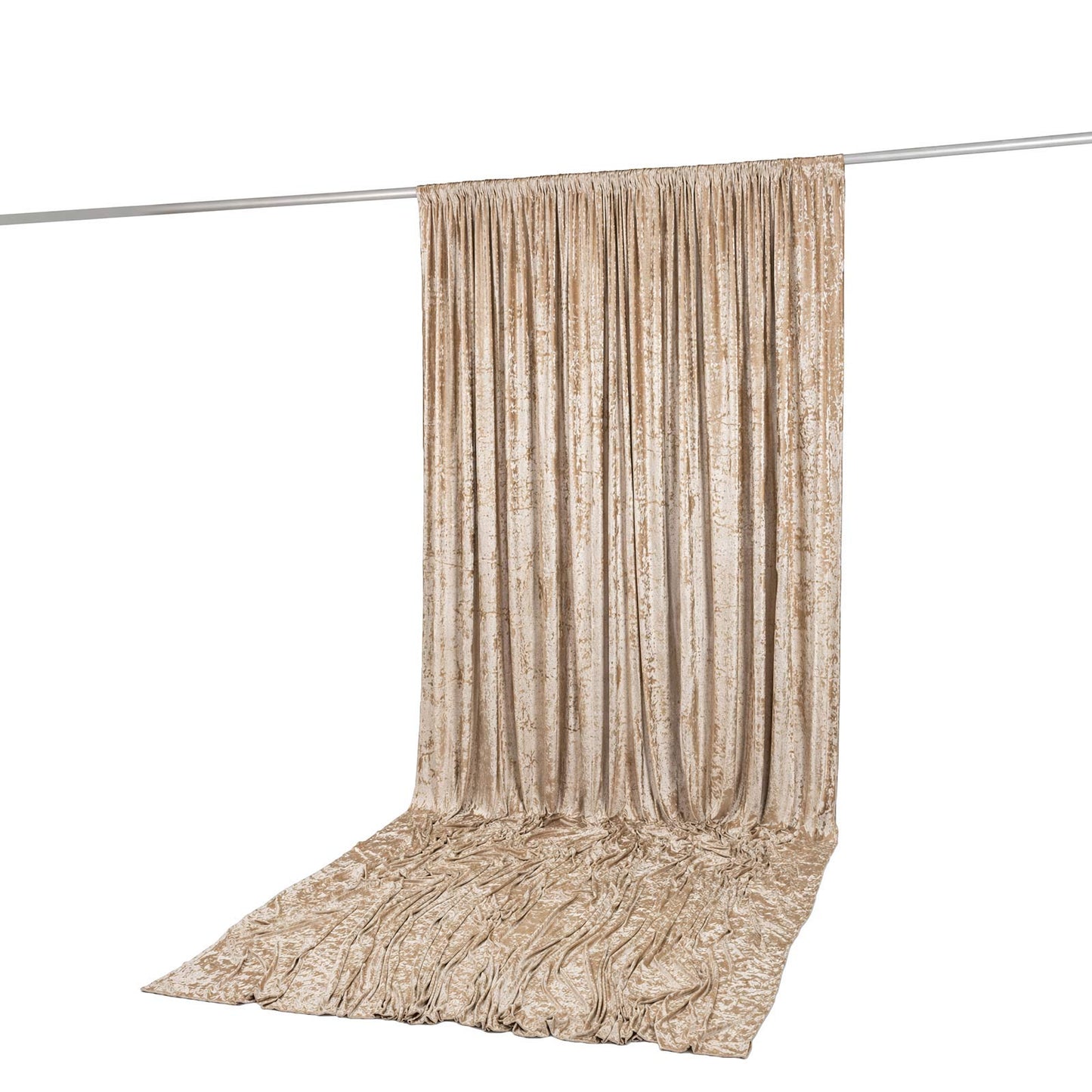 10ft x 14ft Premium Crushed Velvet Backdrop Curtain Beige – Stage Backdrop Panel & Event Drape with 