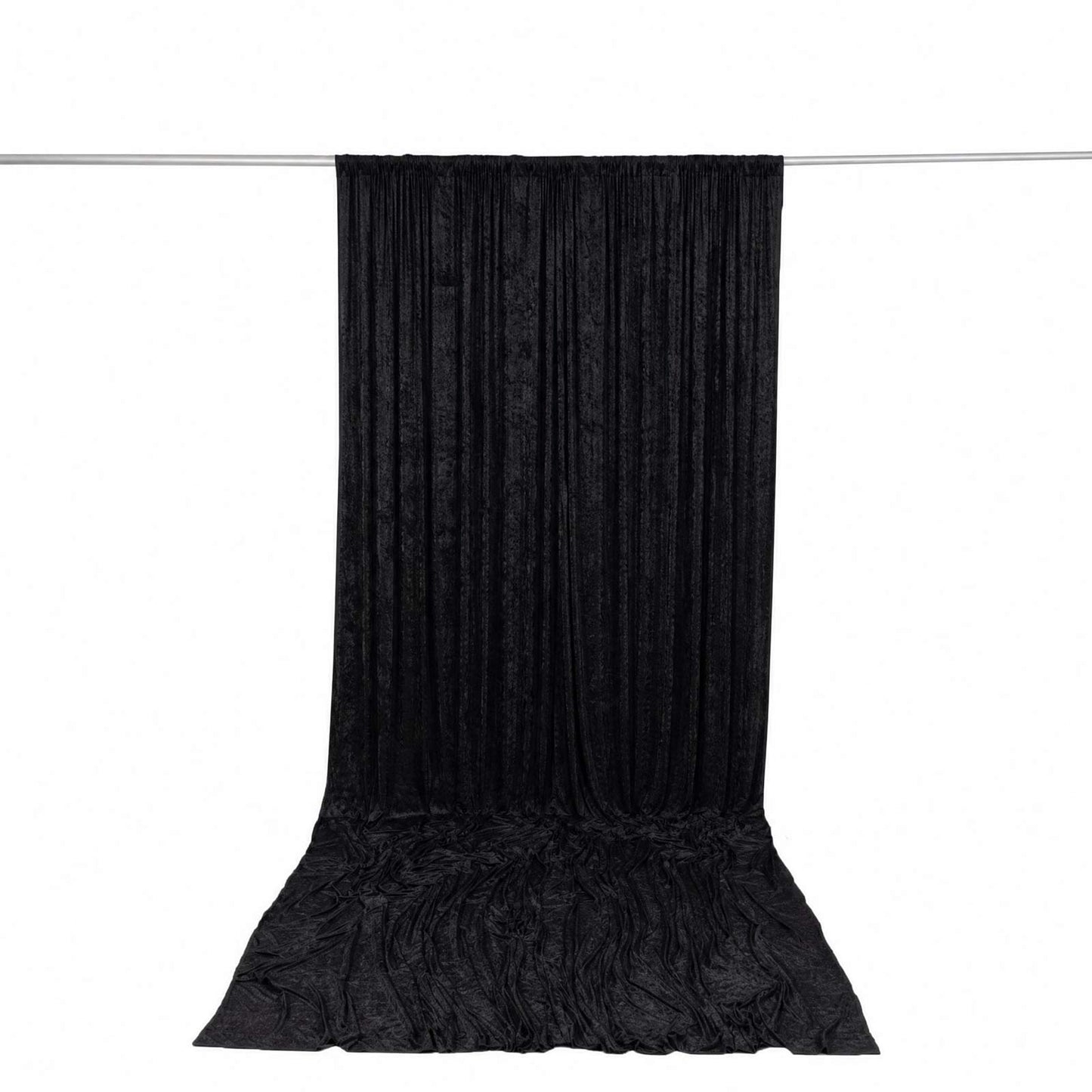 10ft x 14ft Premium Crushed Velvet Backdrop Curtain Black – Stage Backdrop Panel & Event Drape with 