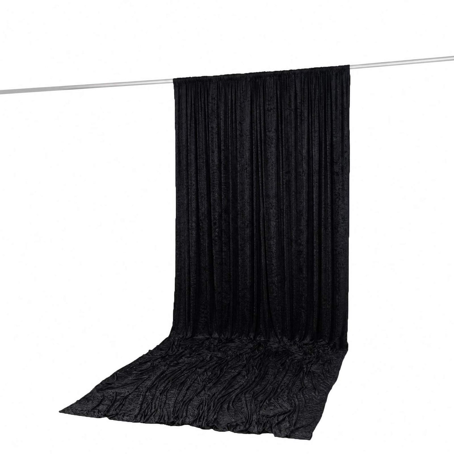 10ft x 14ft Premium Crushed Velvet Backdrop Curtain Black – Stage Backdrop Panel & Event Drape with 