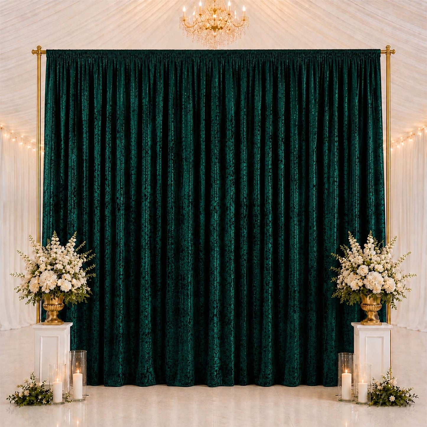 10ft x 14ft Premium Crushed Velvet Backdrop Curtain Hunter Emerald Green – Stage Backdrop Panel & Ev