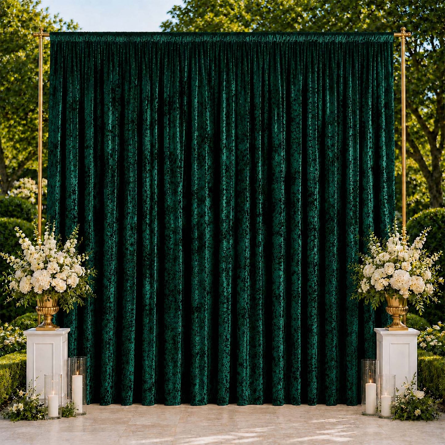 10ft x 14ft Premium Crushed Velvet Backdrop Curtain Hunter Emerald Green – Stage Backdrop Panel & Ev