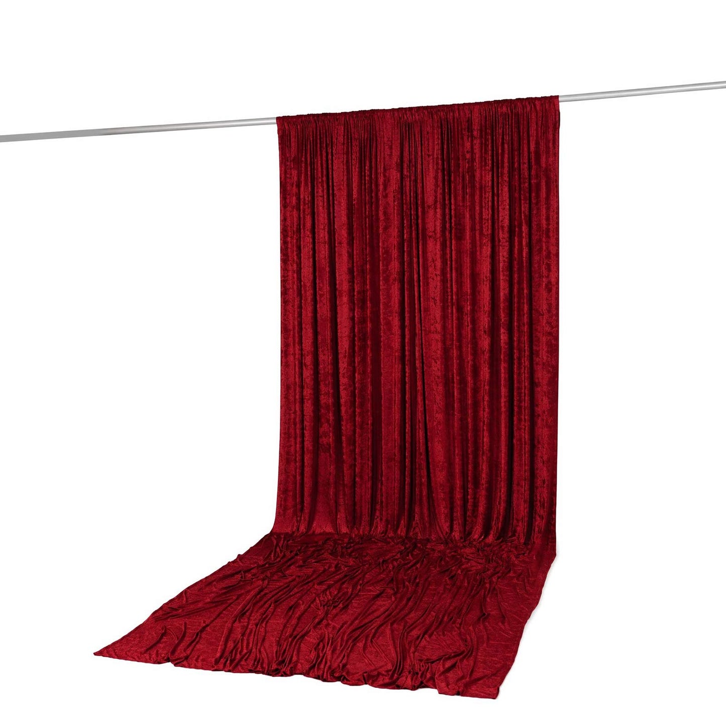10ft x 14ft Premium Crushed Velvet Backdrop Curtain Red – Stage Backdrop Panel & Event Drape with Ro