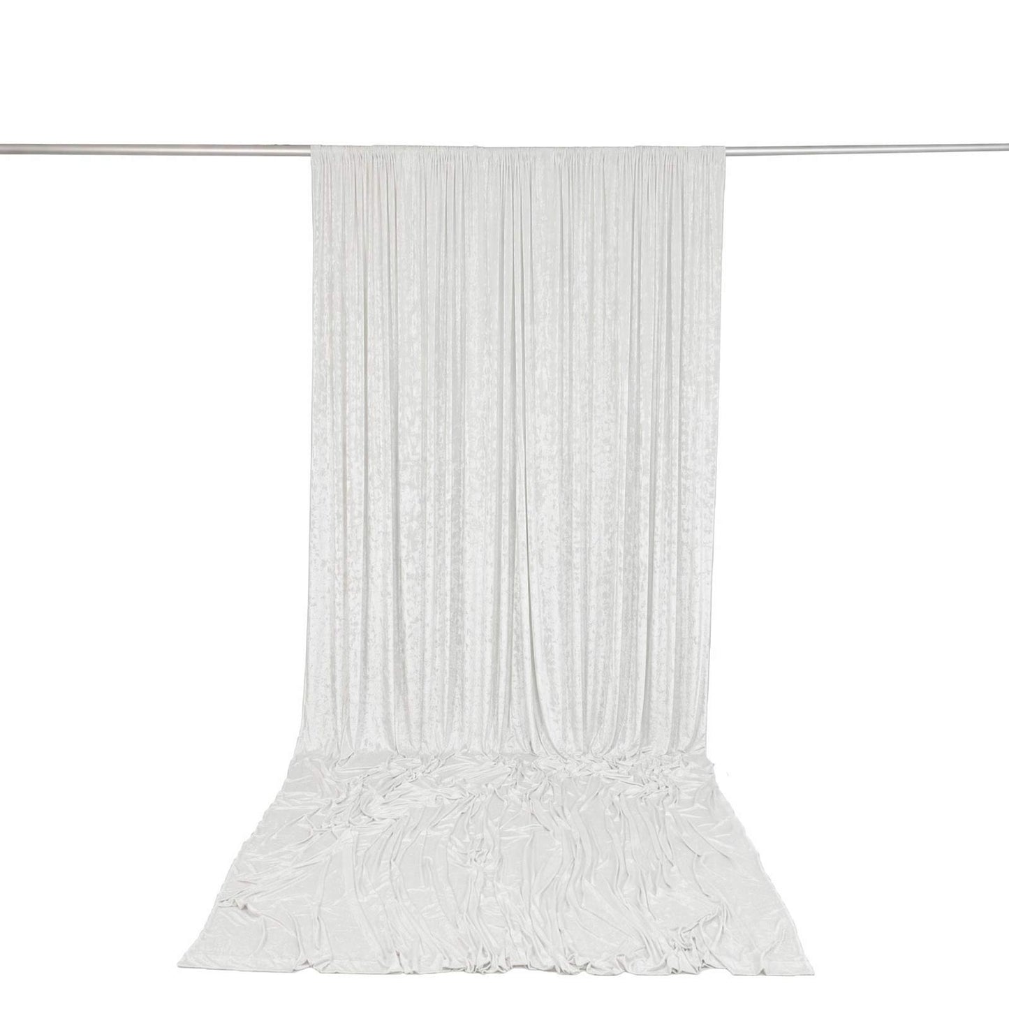 10ft x 14ft Premium Crushed Velvet Backdrop Curtain White – Stage Backdrop Panel & Event Drape with 