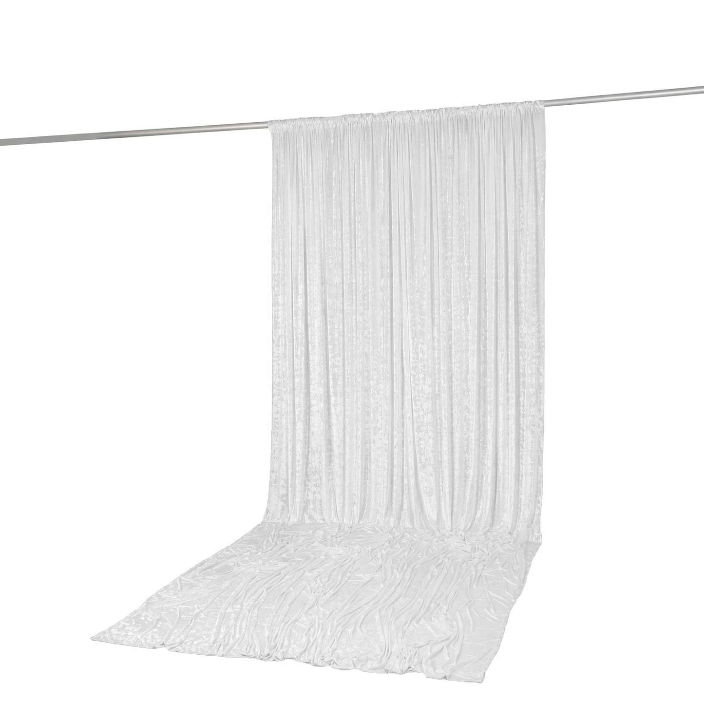 10ft x 14ft Premium Crushed Velvet Backdrop Curtain White – Stage Backdrop Panel & Event Drape with 