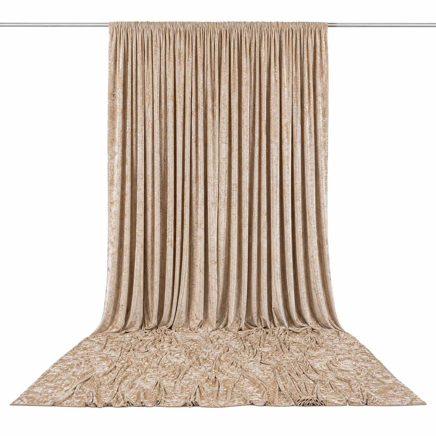 10ft x 16ft Premium Crushed Velvet Backdrop Curtain Beige – Ceiling Drape Panel & Stage Backdrop wit
