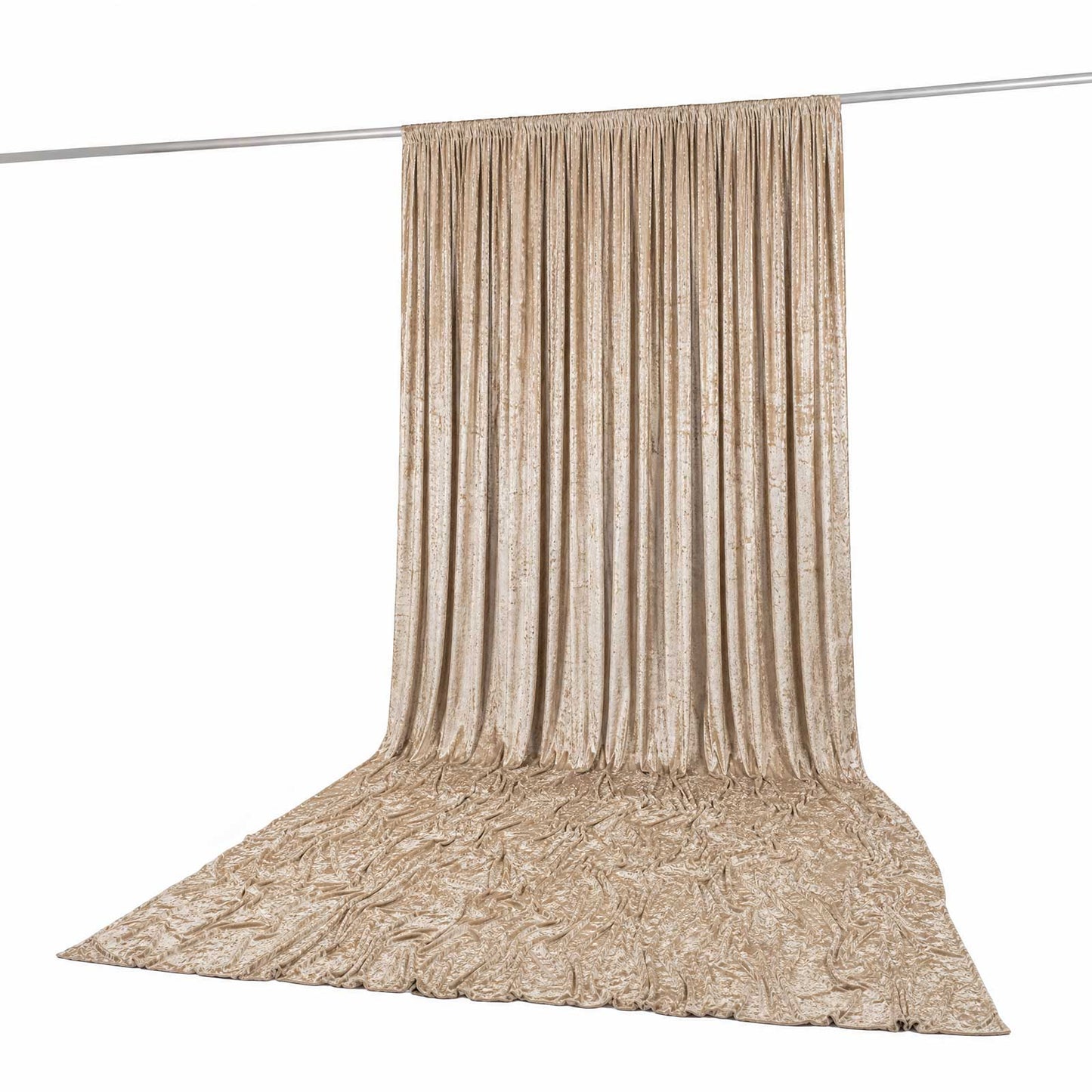 10ft x 16ft Premium Crushed Velvet Backdrop Curtain Beige – Ceiling Drape Panel & Stage Backdrop wit