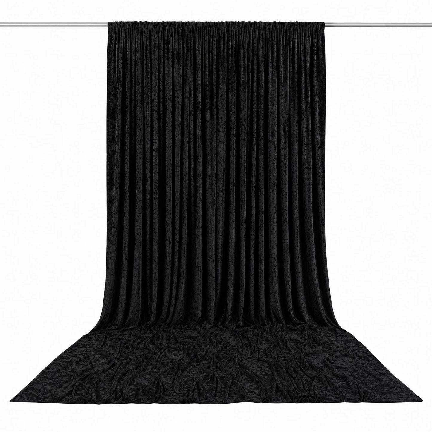 10ft x 16ft Premium Crushed Velvet Backdrop Curtain Black – Ceiling Drape Panel & Stage Backdrop wit