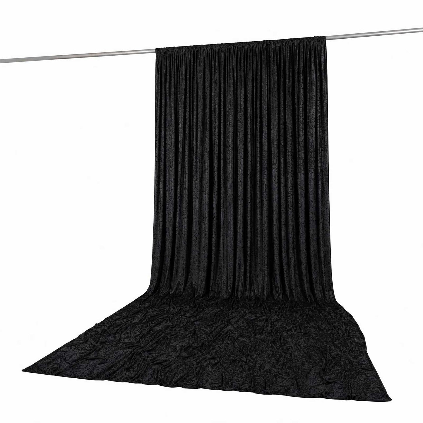 10ft x 16ft Premium Crushed Velvet Backdrop Curtain Black – Ceiling Drape Panel & Stage Backdrop wit