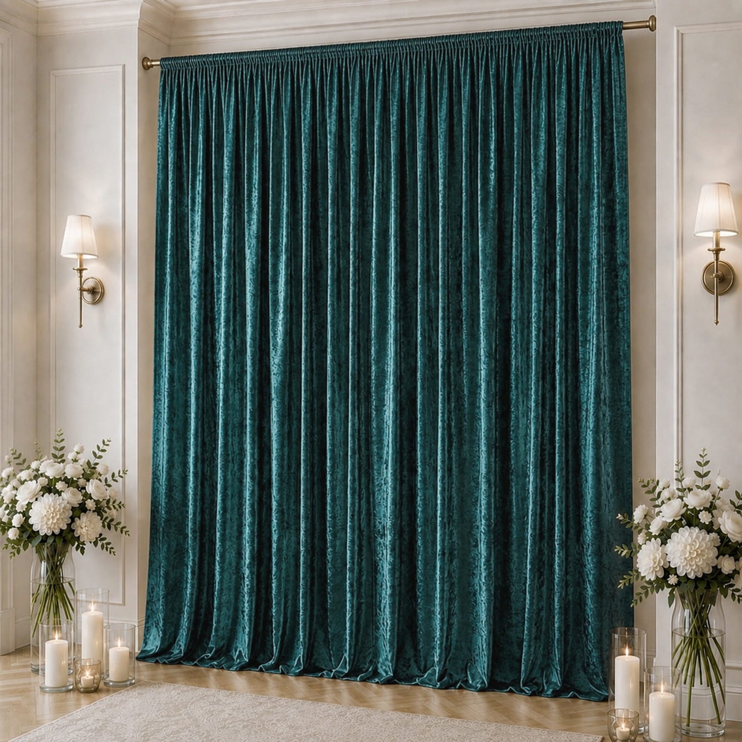 10ft x 16ft Premium Crushed Velvet Backdrop Curtain Hunter Emerald Green – Ceiling Drape Panel & Sta